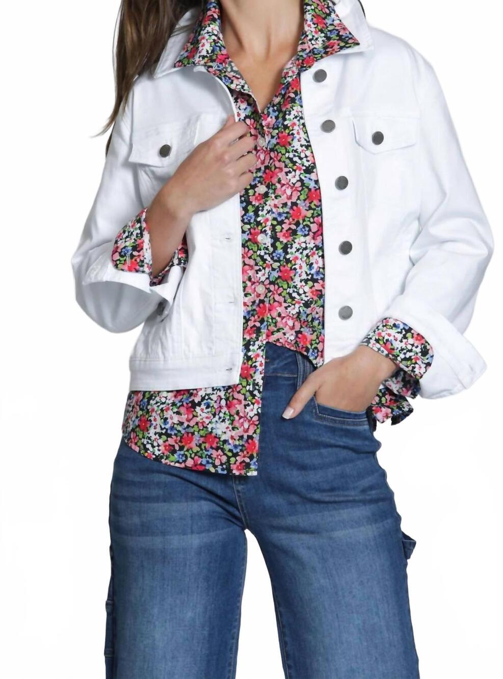 NEW APNY frayed detail jean jacket in white